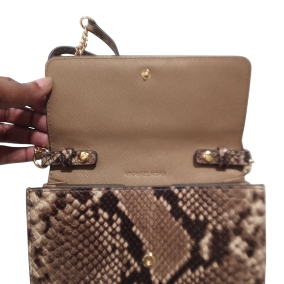 Michael Kors Brown Snake Skin Print Adjustable Strap Crossbody Bag - Picture 3 of 6